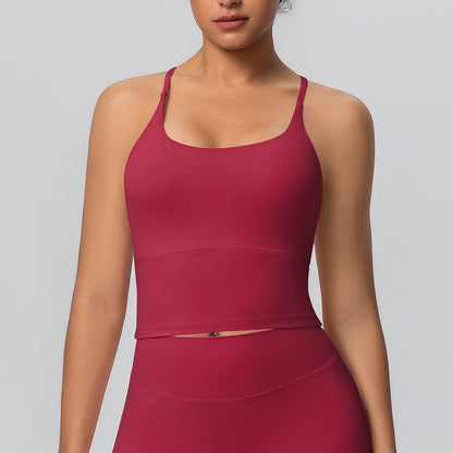 red workout crop top with pads