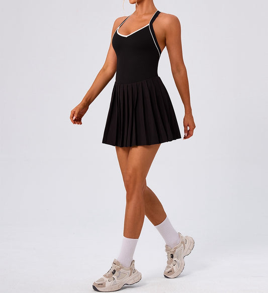 black workout dress with inner shorts