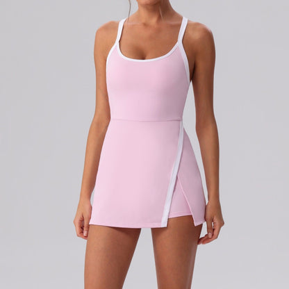 pink workout dress with shorts