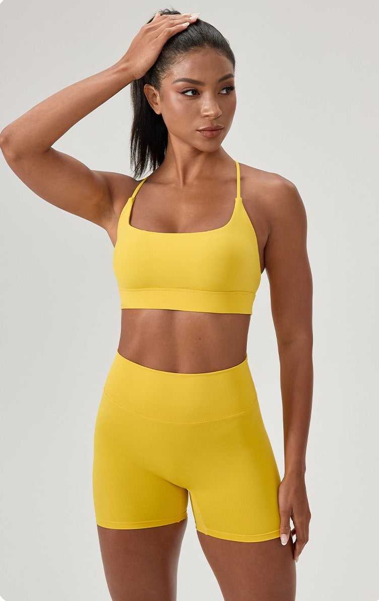 yellow gym wear matching set
