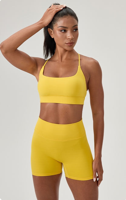 yellow gym wear matching set