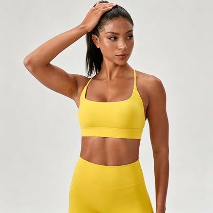 yellow sports bra women