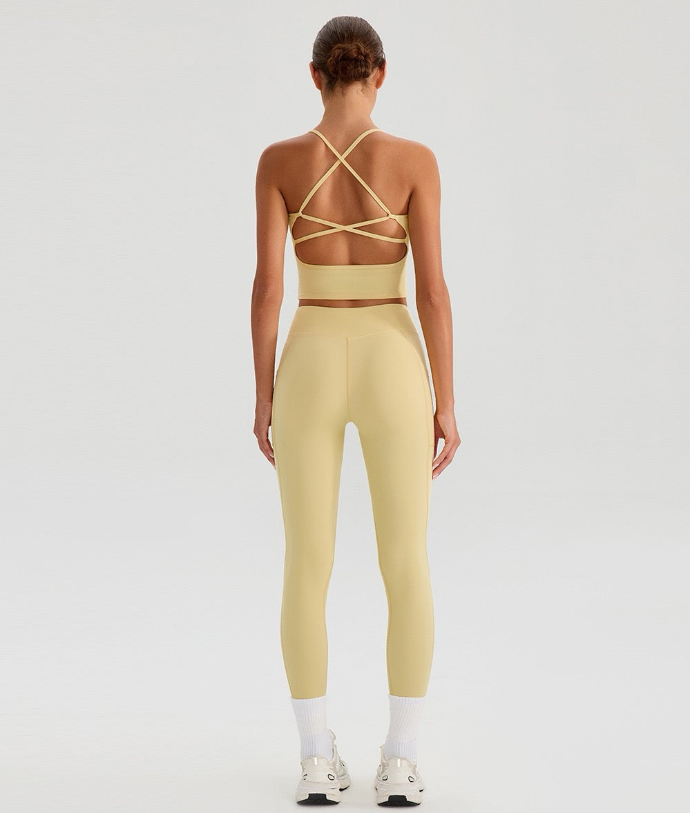 yellow yoga pants with pockets