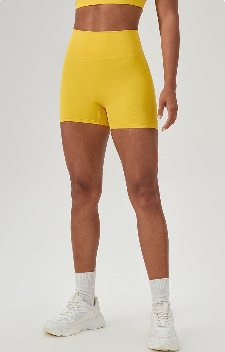 yellow yoga shorts women