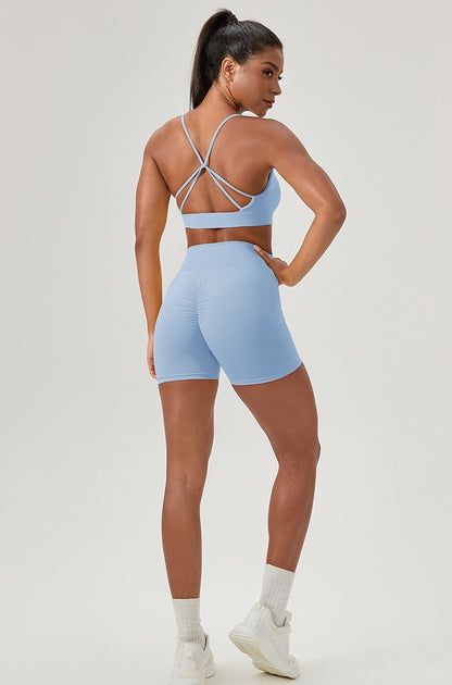 yoga and pilates workout bra blue color