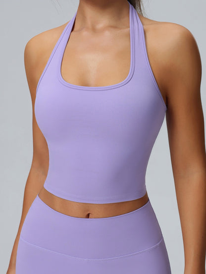 purple yoga halter bra top padded