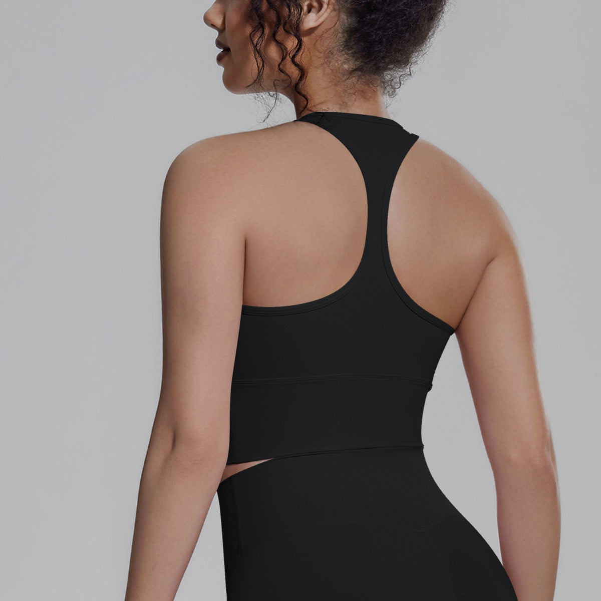 yoga outfit black crop top
