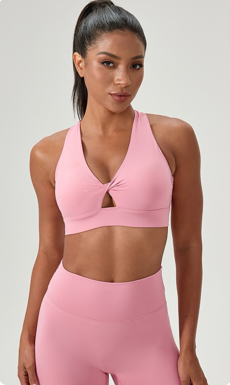 pink yoga sports bra women