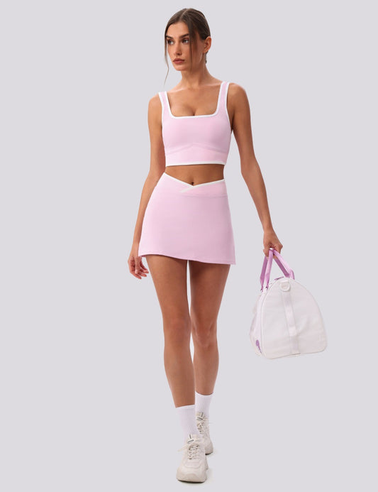 pink yoga tennis skirt high waist