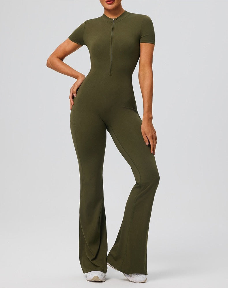 zip front sculpting bodysuit green