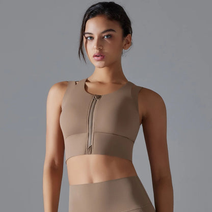 Zip-Front High-Impact Shockproof Sports Bra - Black